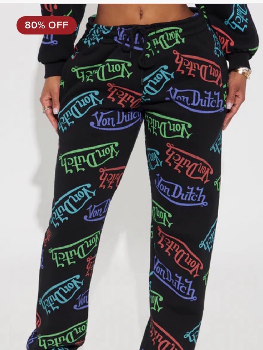 Von Dutch Black Hoodie and Joggers with Multicolor Logo Print - Picture 2 of 3